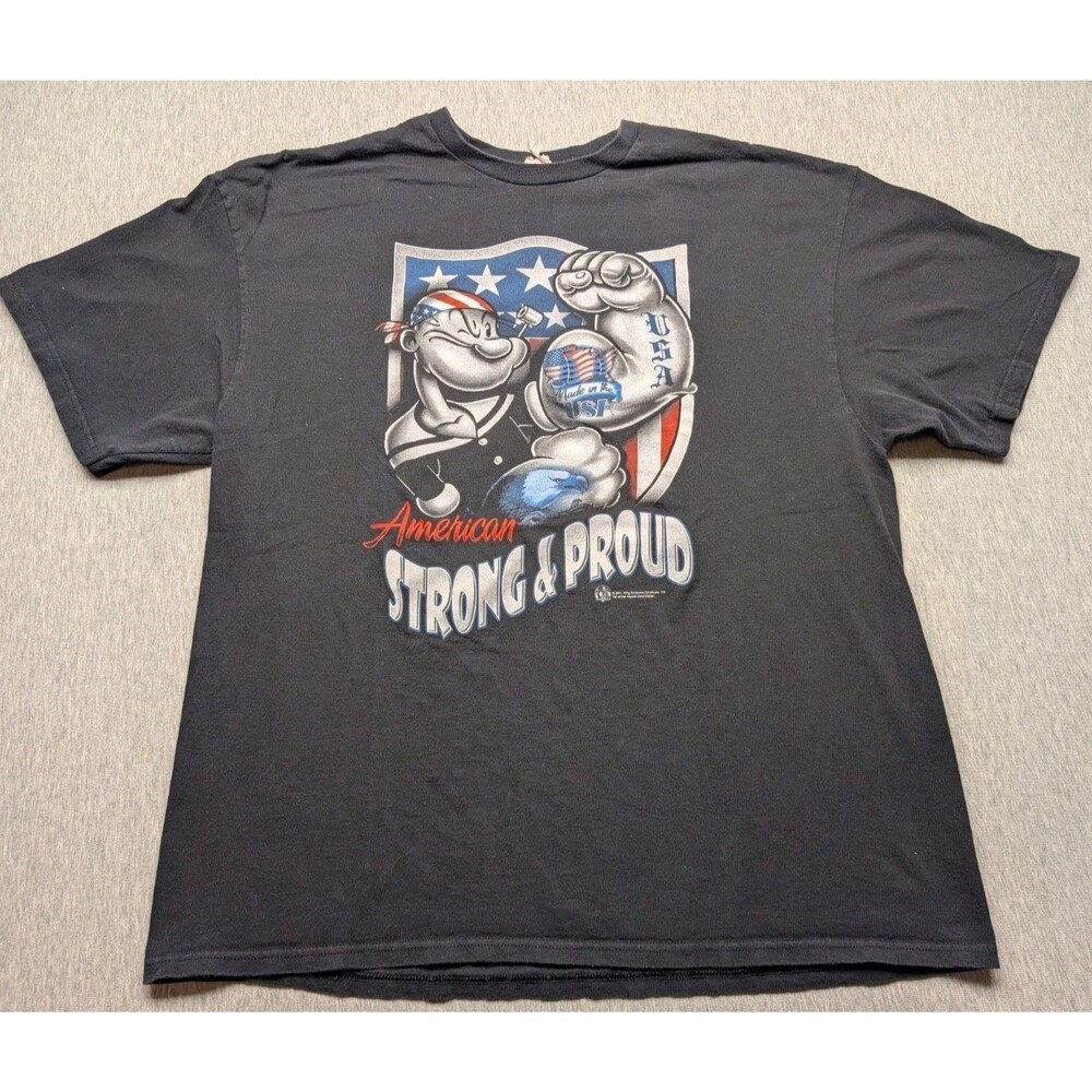 Delta Pro Weight T-Shirt Mens XXL Black American Strong & Proud Popeye